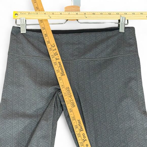 prAna Misty Full Ankle Leggings Shirred Jacquard Gray Texture Activewear Women L - Picture 8 of 8